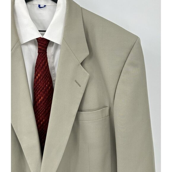 vintage 90s PIERRE BALMAIN jacket blazer sport coat 100% wool designer khaki 50R - Picture 1 of 9